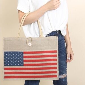 American Flag tote - bag Structured
Burlap Tote New approx 18x24x2-1/2 B…